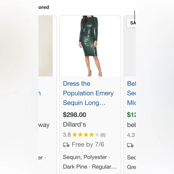 Dress the Population | Dresses | Dress The Population Emery Sequin Long  Sleeve W Boat Neck Midi Sheath Dress L | Poshmark